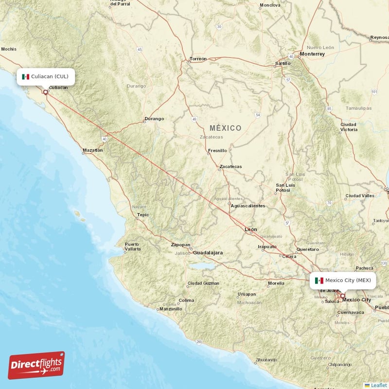 CUL - MEX route map