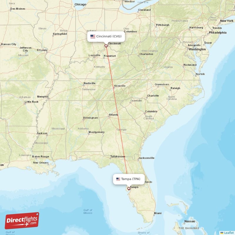 CVG - TPA route map