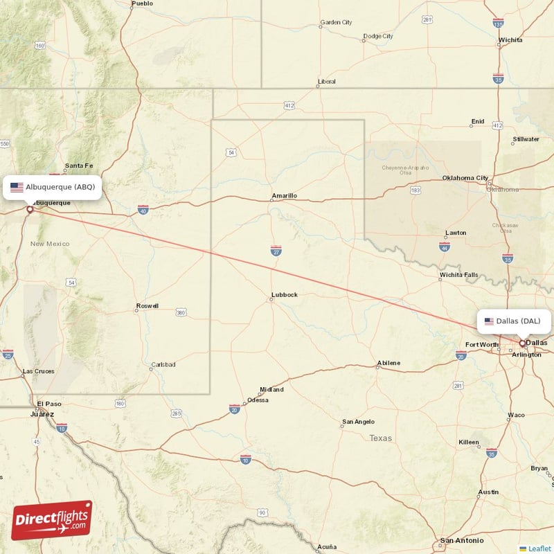 Direct flights from Dallas to Albuquerque DAL to ABQ non stop