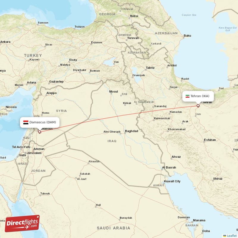 Direct flights from Damascus to Tehran DAM to IKA non stop