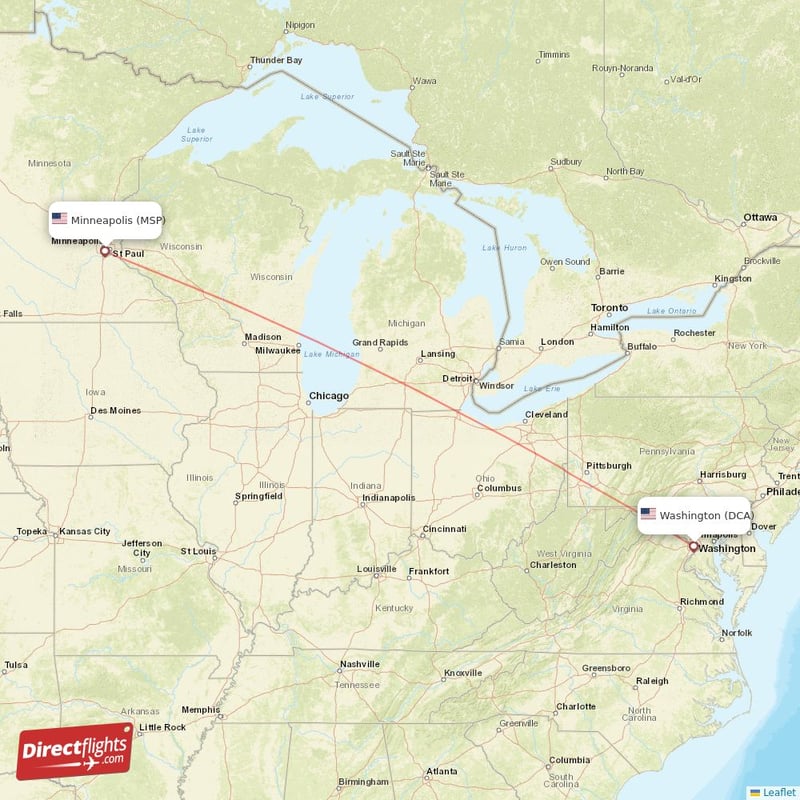 DCA - MSP route map