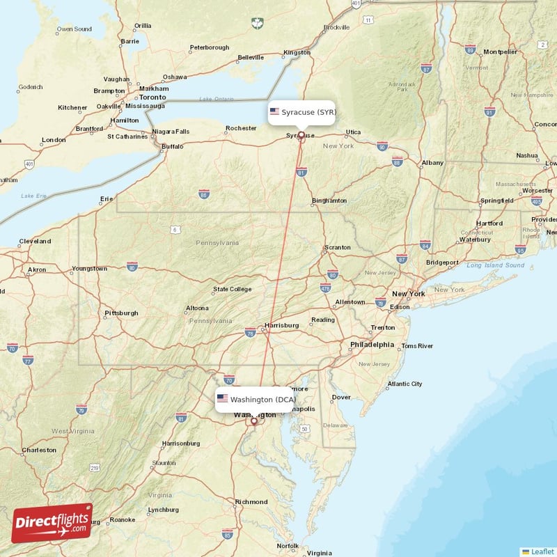 DCA - SYR route map