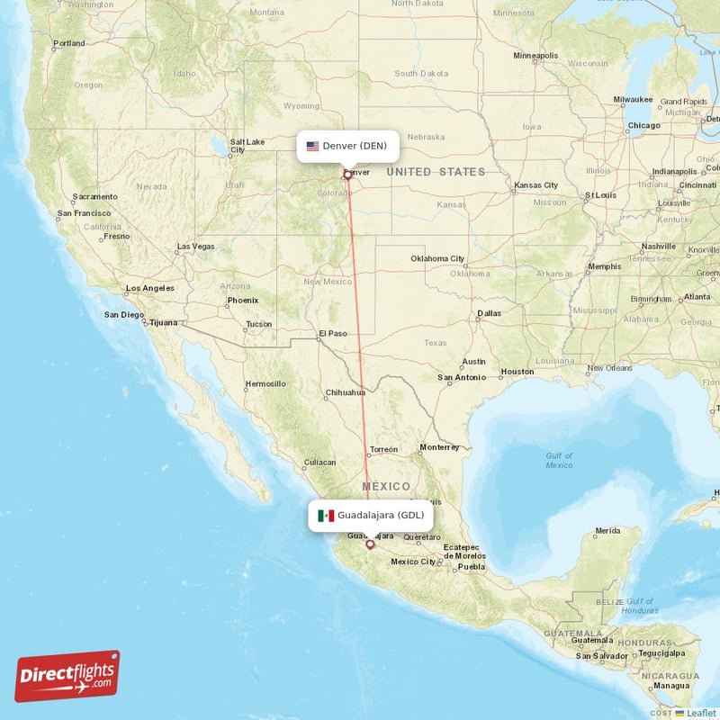 DEN - GDL route map