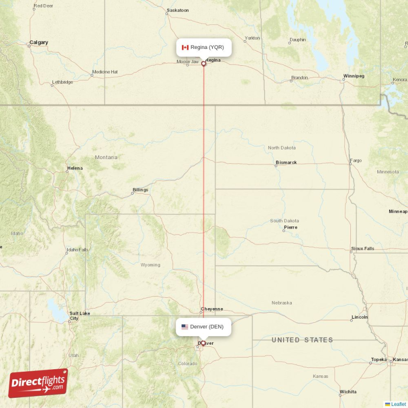DEN - YQR route map