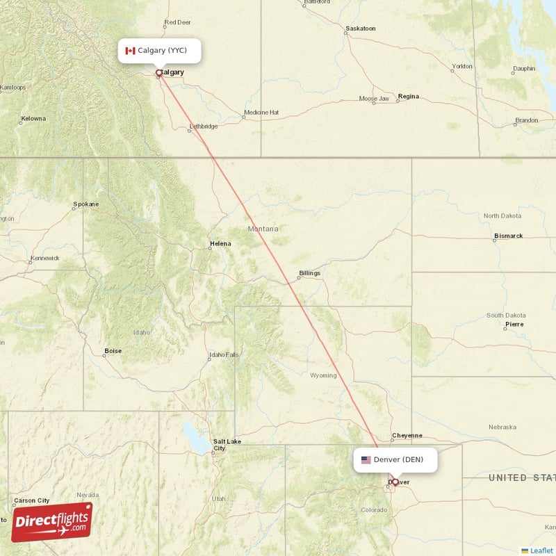 DEN - YYC route map