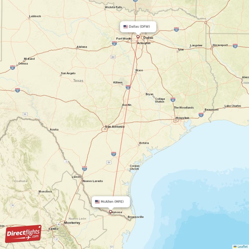 DFW - MFE route map