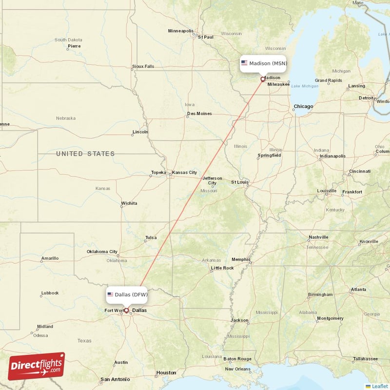 DFW - MSN route map