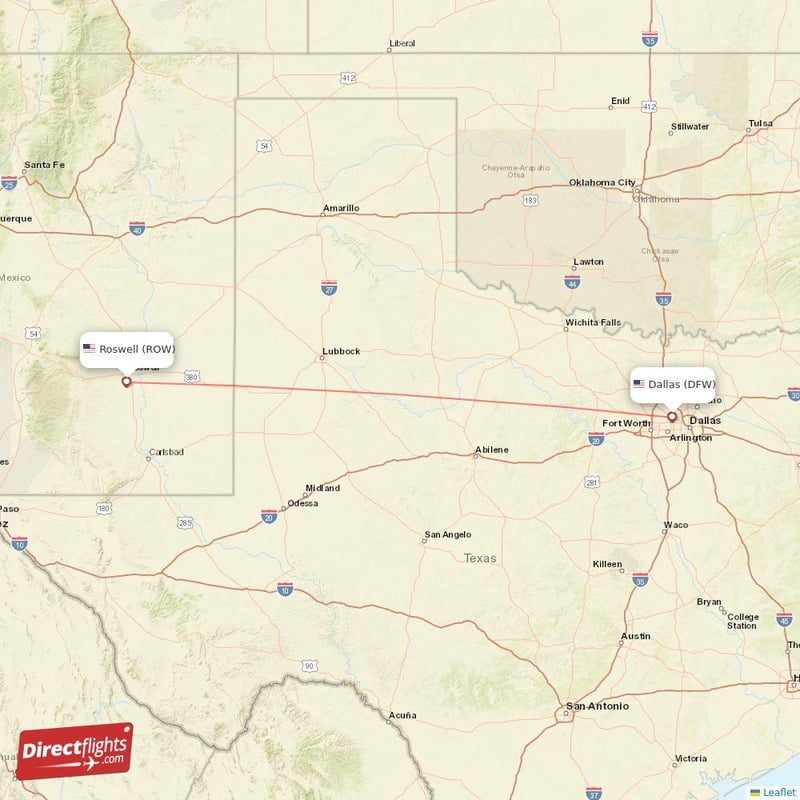 DFW - ROW route map