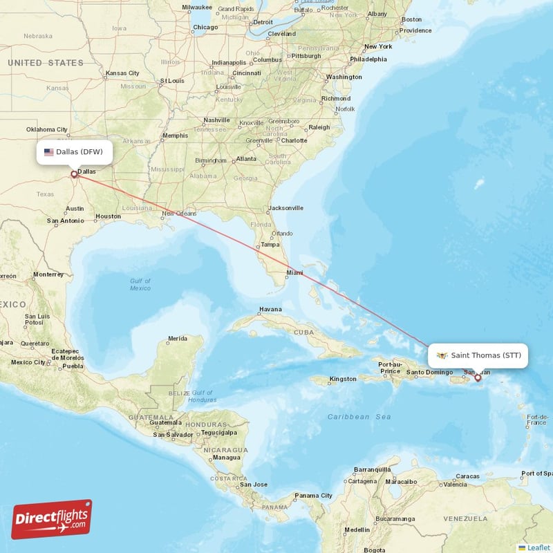 DFW - STT route map