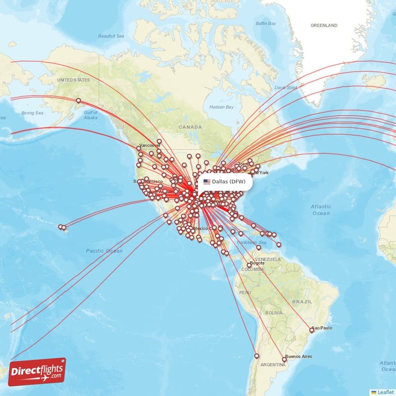 Direct flights from Dallas 258 destinations DFW USA