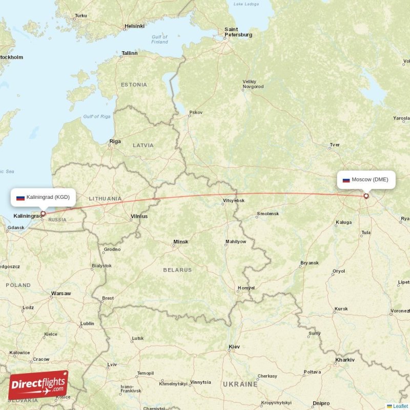 DME - KGD route map