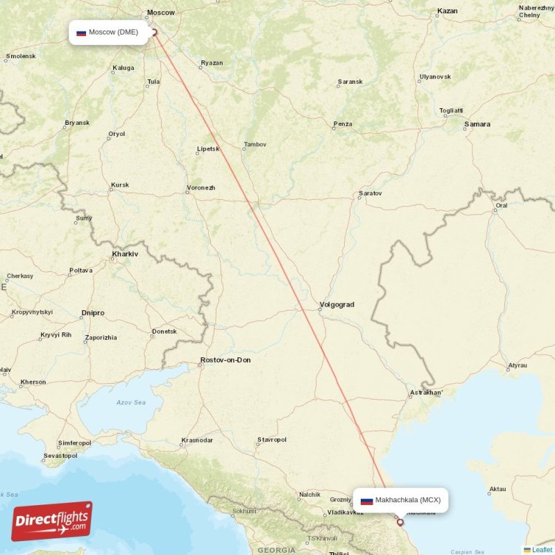 DME - MCX route map