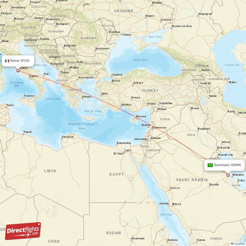 Direct flights from Dammam to Rome DMM to FCO non stop