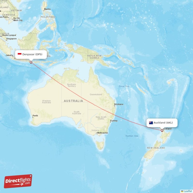 DPS - AKL route map
