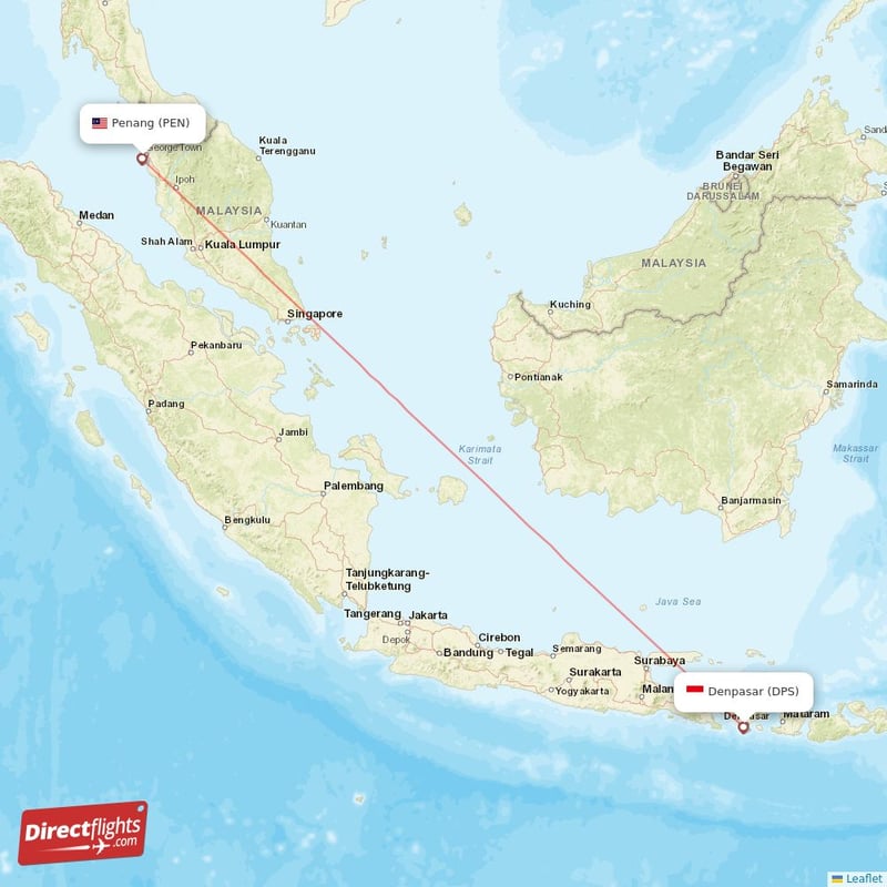 Direct flights from Denpasar to Penang, DPS to PEN non-stop ...