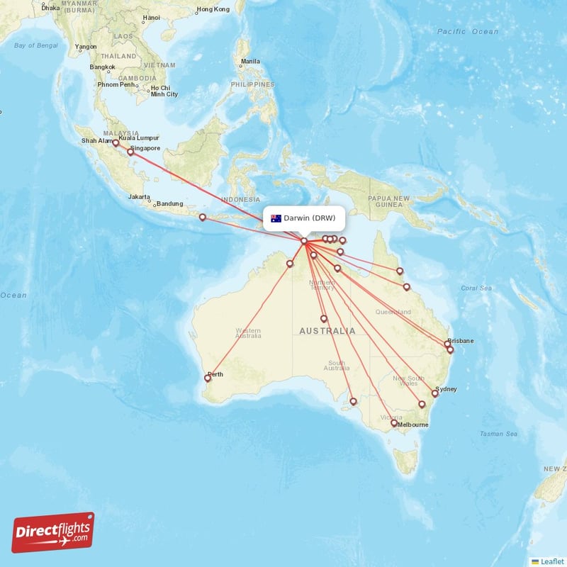 Direct flights from Darwin 21 destinations DRW, Australia