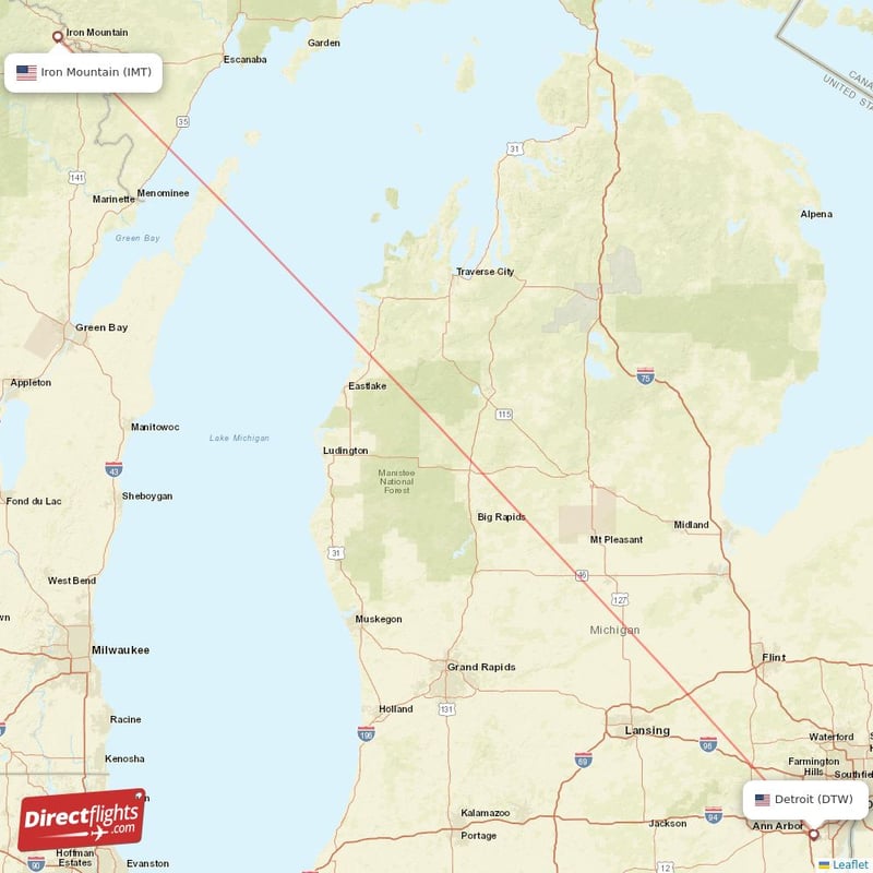 DTW - IMT route map