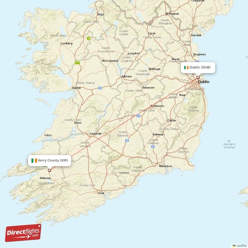 Direct flights from Dublin to Kerry County DUB to KIR non stop