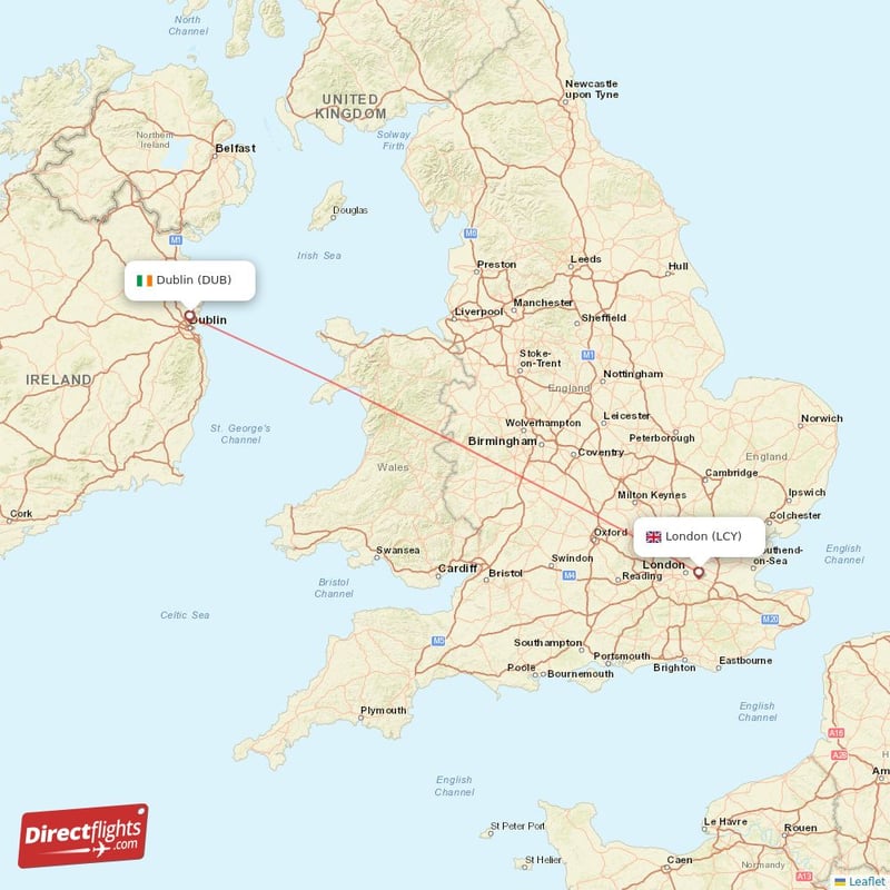 DUB - LCY route map