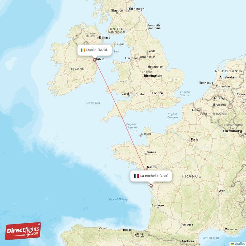 Direct flights from Dublin to La Rochelle DUB to LRH non stop