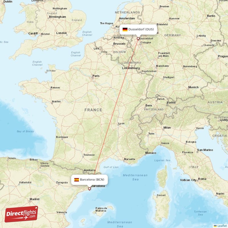 DUS - BCN route map