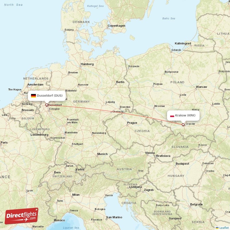 DUS - KRK route map