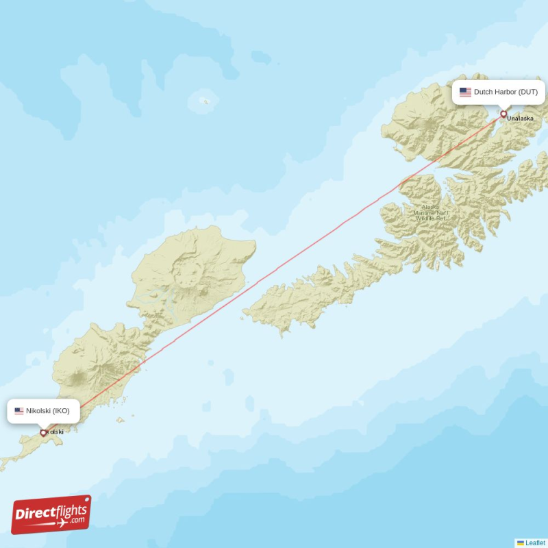 Direct flights from Dutch Harbor to Nikolski (DUT-IKO) - Directflights.com