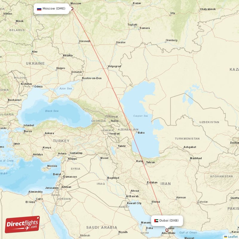 DXB - DME route map