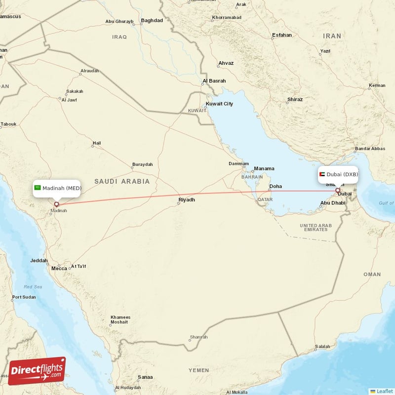 DXB - MED route map