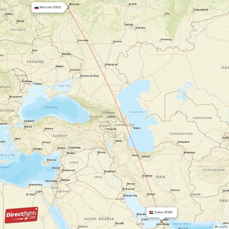 DXB - VKO route map