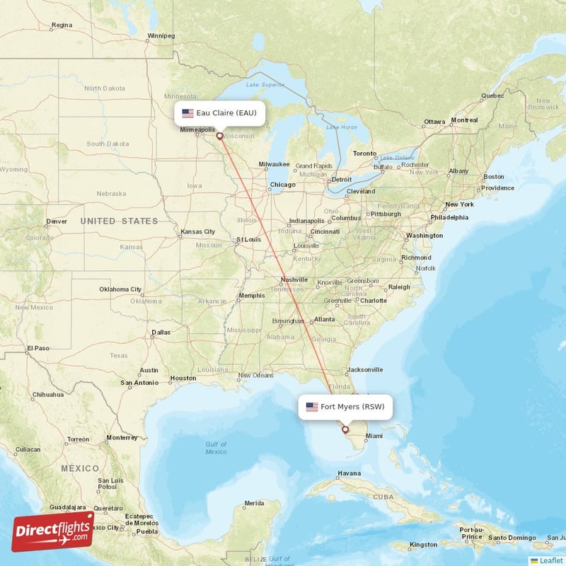 Direct flights from Eau Claire to Fort Myers EAU to RSW non stop