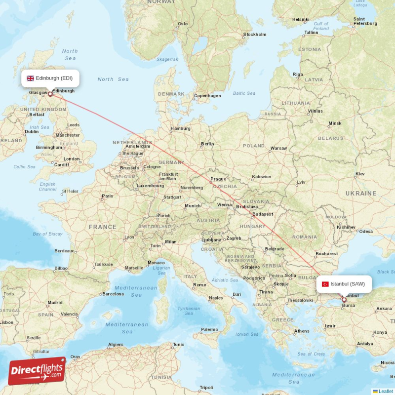 EDI - SAW route map