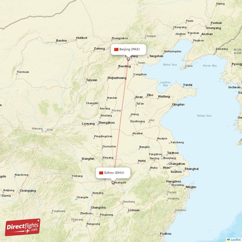 EHU - PKX route map