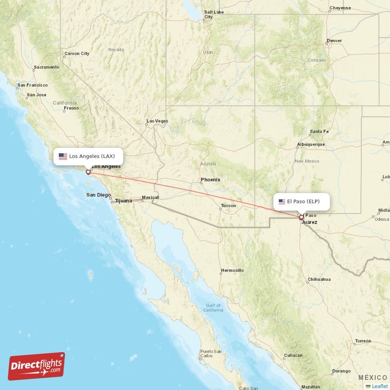 ELP - LAX route map