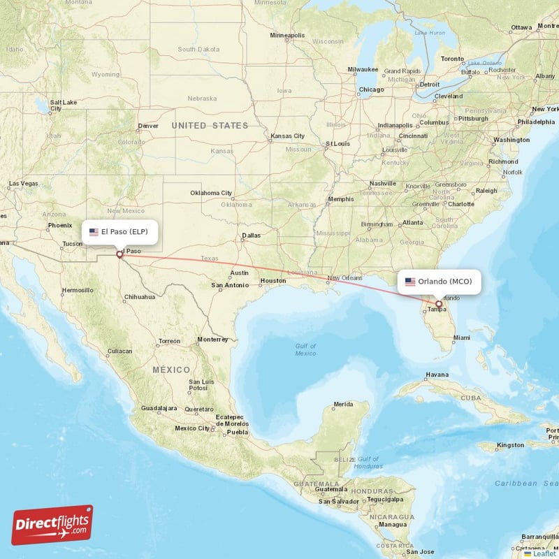 ELP - MCO route map