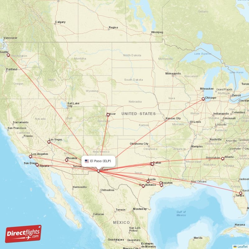 Direct flights to El Paso ELP USA Directflights