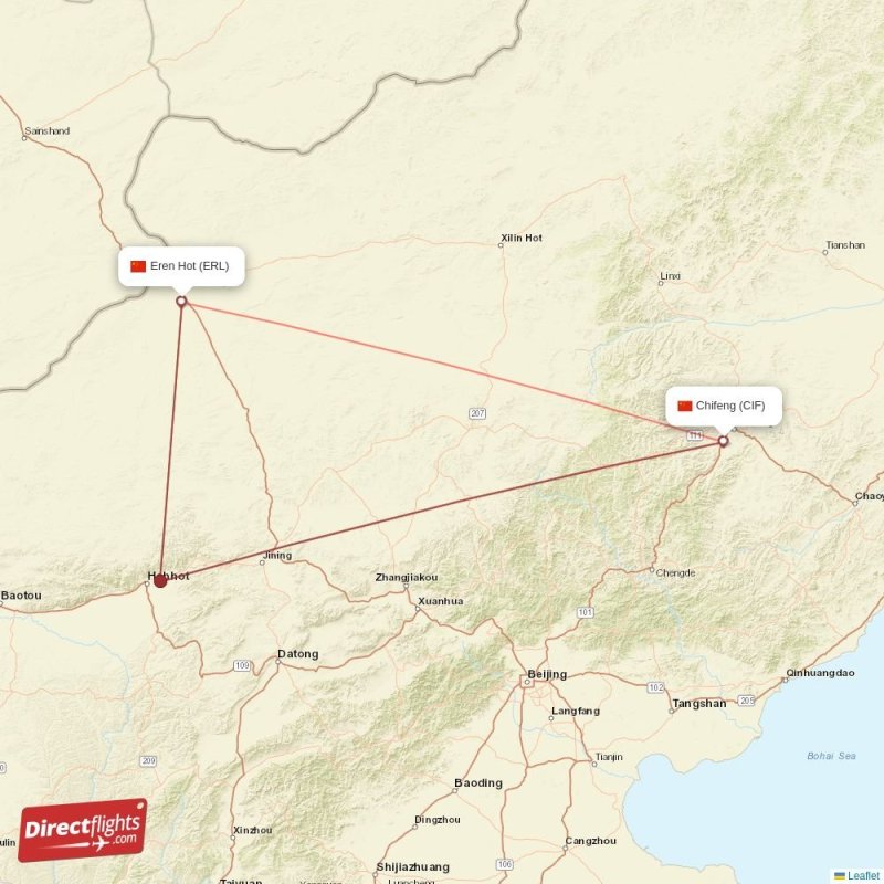 Direct flights from Eren Hot to Chifeng, ERL to CIF non-stop ...