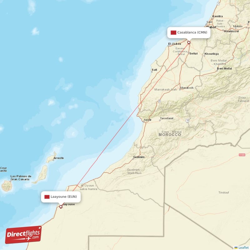 Direct flights from Laayoune to Casablanca EUN to CMN non stop