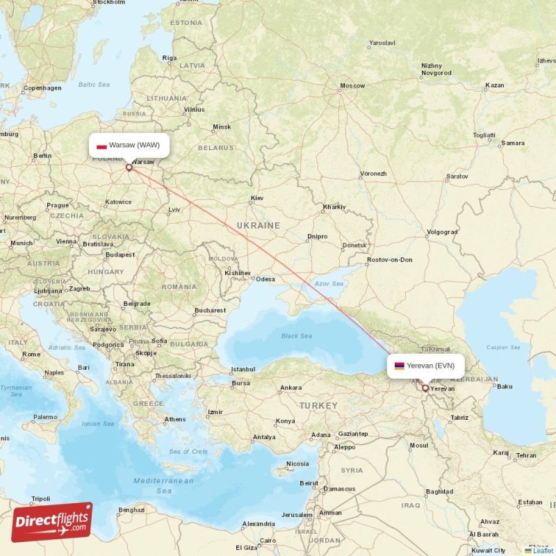 EVN - WAW route map