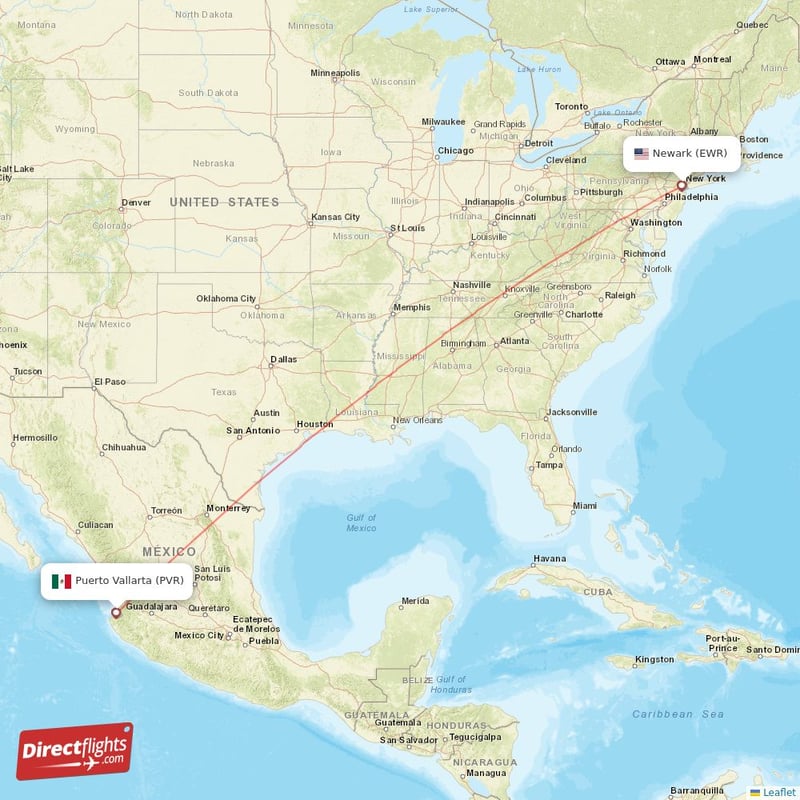 EWR - PVR route map