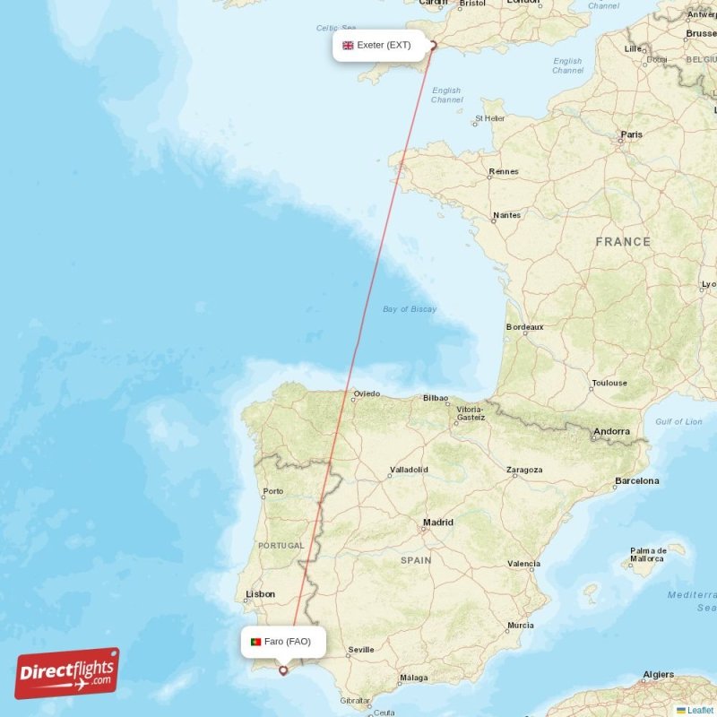 Direct flights from Exeter to Faro (EXT-FAO) - Directflights.com