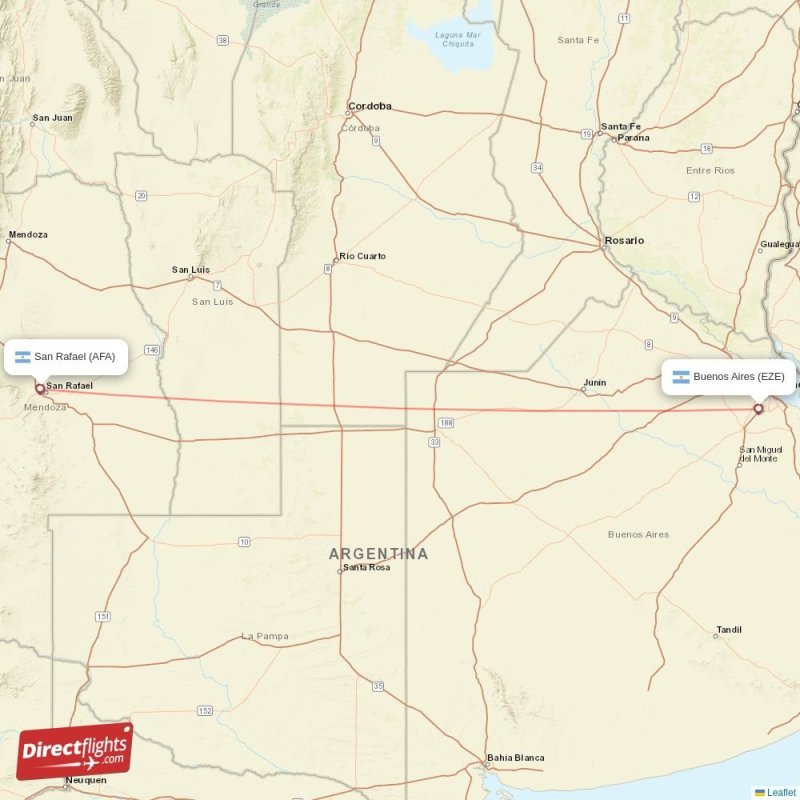 EZE - AFA route map