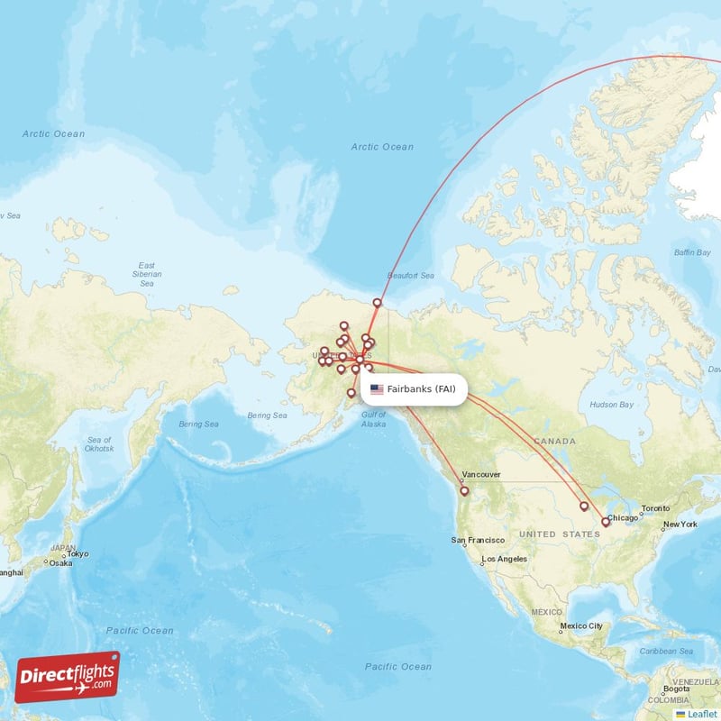 Direct flights from Fairbanks 21 destinations FAI USA