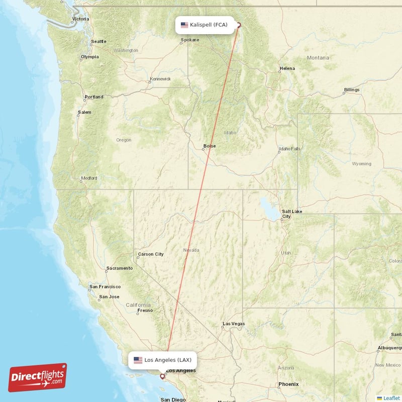 FCA - LAX route map