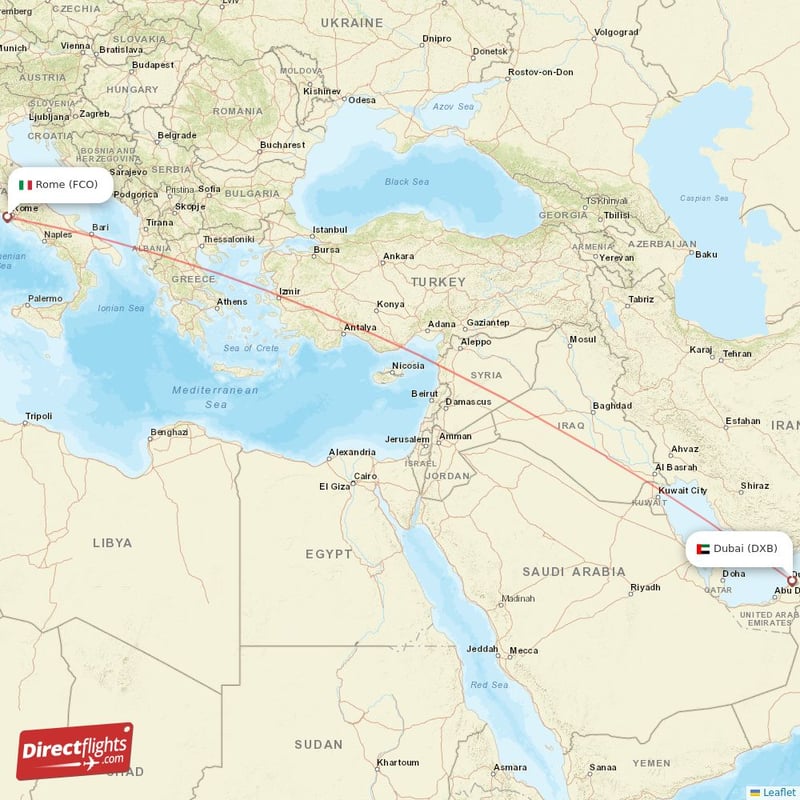 FCO - DXB route map