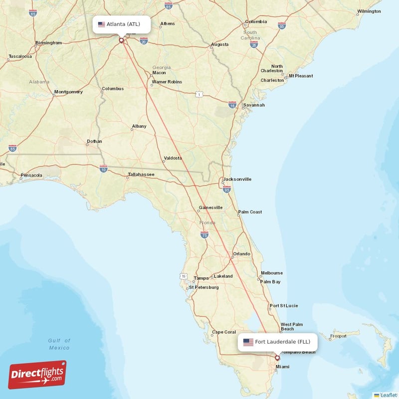 FLL - ATL route map