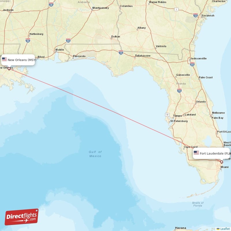FLL - MSY route map