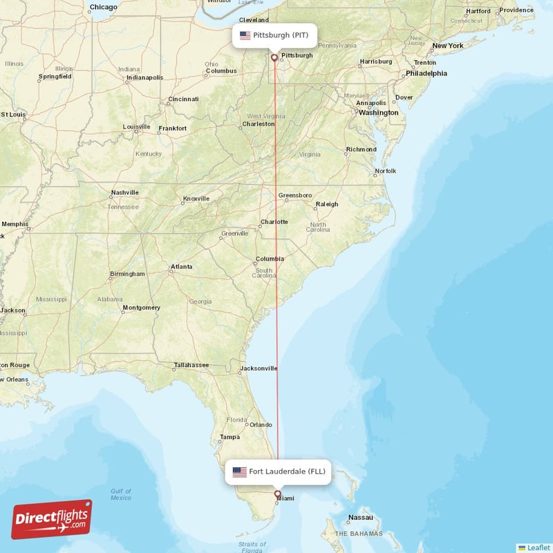 FLL - PIT route map