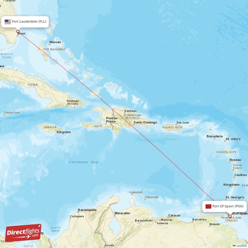 Direct flights from Fort Lauderdale to Port Of Spain FLL to POS