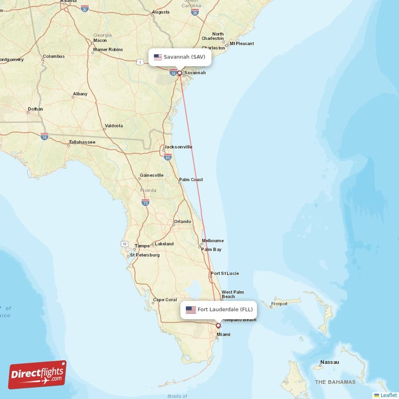 Direct flights from Fort Lauderdale to Savannah FLL to SAV non